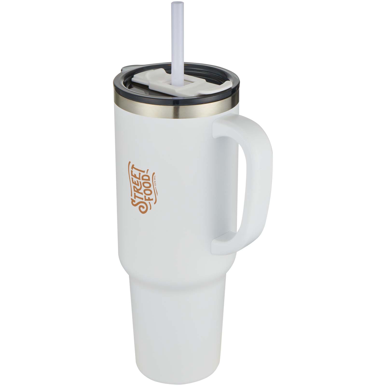 Mug Sydney 1200 ml double paroi certifié RCS avec isolation par le vide et couche de cuivre avec paille