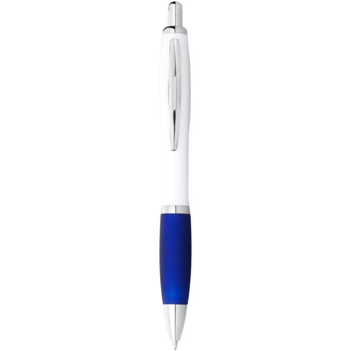 Stylo bille avec corps blanc et grip coloré Nash (encre bleue) - Image 5