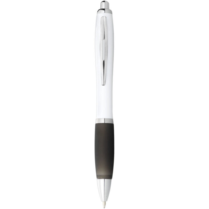 Stylo bille avec corps blanc et grip coloré Nash (encre bleue) - Image 8