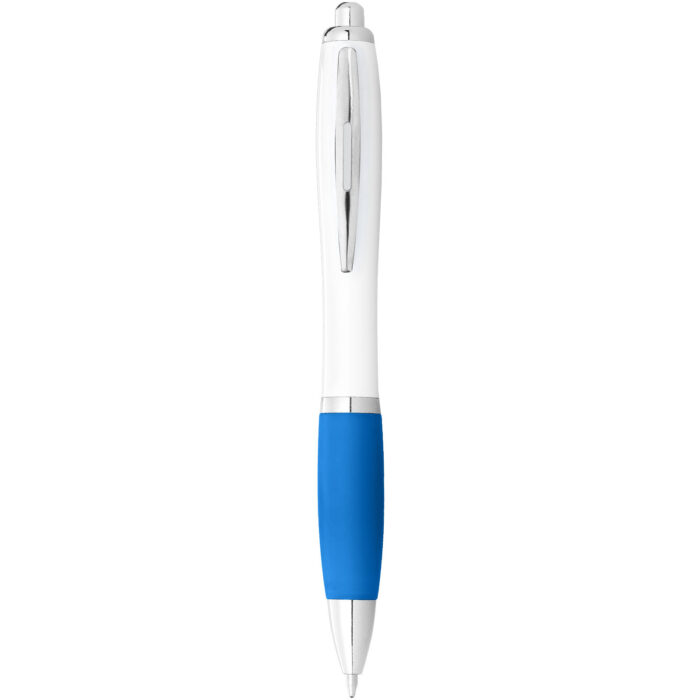 Stylo bille avec corps blanc et grip coloré Nash (encre bleue) - Image 9