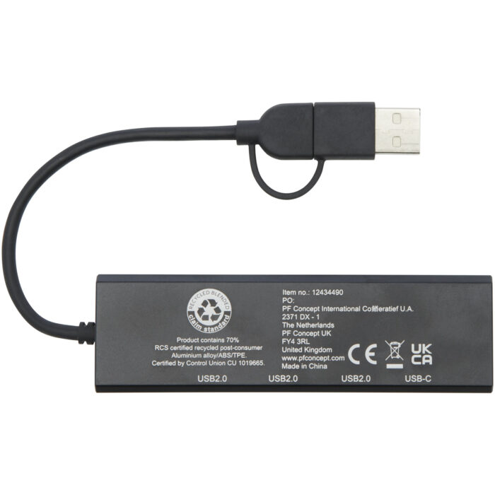 Concentrateur USB 2.0 Rise en aluminium recyclé certifié RCS - Image 3