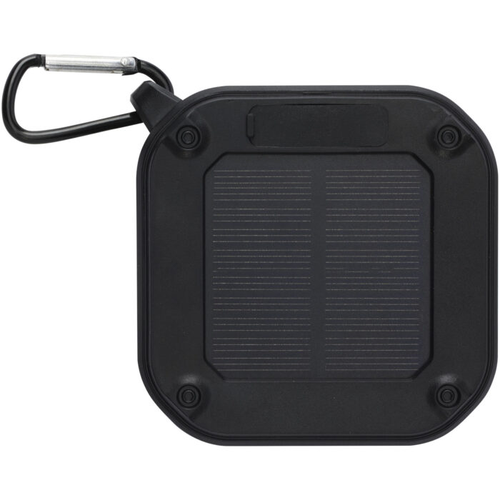 Haut-parleur solaire Bluetooth® Solo de 3 W IPX5 en plastique recyclé certifié RCS avec mousqueton - Image 3