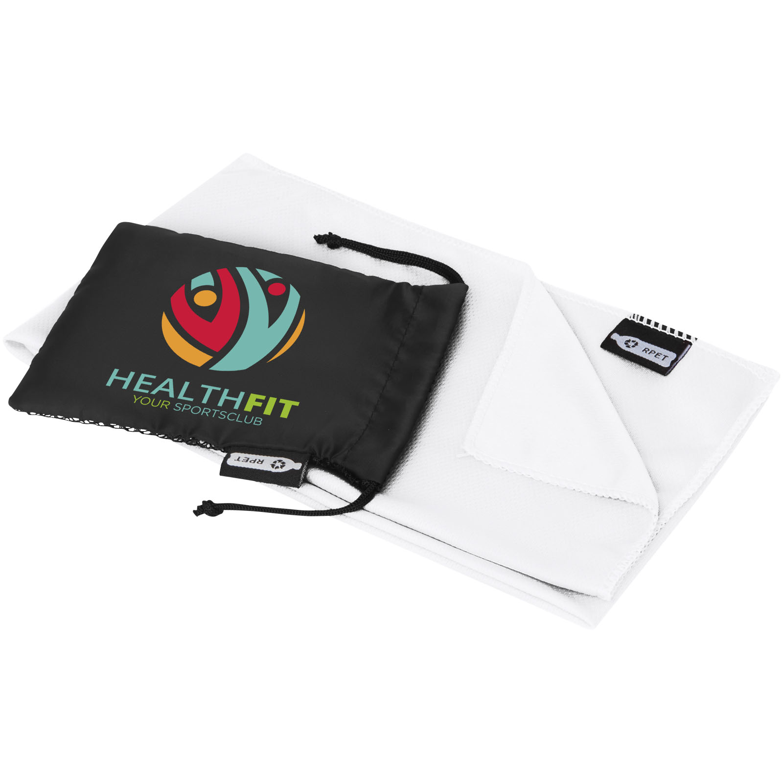 Serviette de sport rafraîchissante en PET recyclé Raquel avec pochette 80 x 30 cm