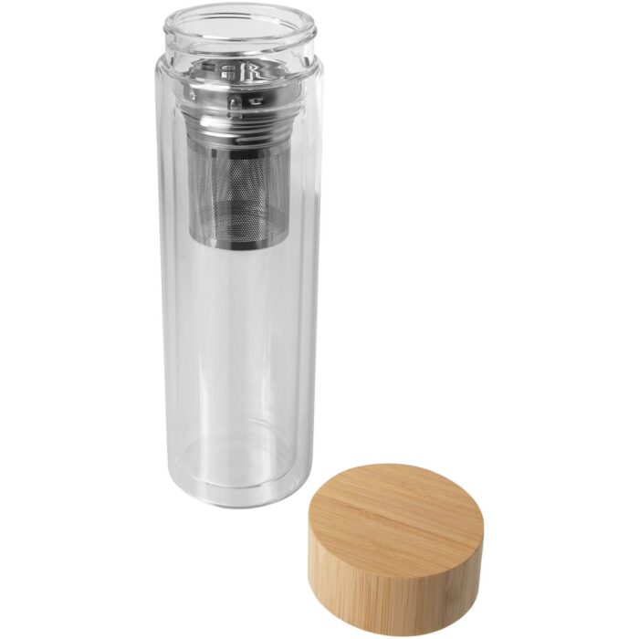 Bouteille à infusion Bailey en verre borosilicate de 400 ml avec couvercle en bambou – Image 3