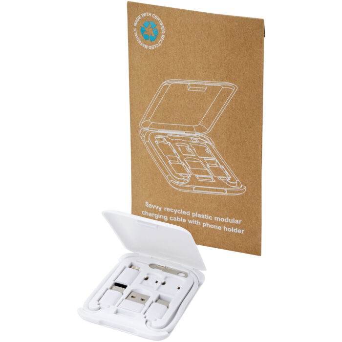 Câble de recharge modulaire en plastique recyclé Savvy avec support de téléphone – Image 5