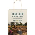 Sac en papier fabriqué à partir de déchets agricoles 150 g/m2 avec poignées torsadées, 24 x 9 x 32 cm – Image 2