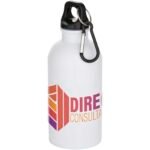 Bouteille d’eau Oregon de 400 ml en acier inoxydable recyclé à simple paroi certifié RCS avec mousqueton (impression par sublimation) – Image 3