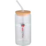 Pot de 500 ml en verre borosilicate Mirage simple paroi avec couvercle en bambou – Image 3