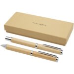 Coffret cadeau stylo bille et stylo roller Apolys en bambou  (encre noire)