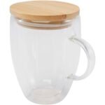 Tasse en verre Leona de 350 ml avec couvercle en bambou – Image 4