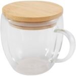 Tasse en verre Lenora de 250 ml avec couvercle en bambou – Image 4