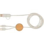 Câble 5 en 1 Chechia en plastique recyclé de 150 cm pour la synchronisation des données et la charge rapide de 27 W avec détails en bambou – Image 2