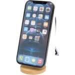 Support de téléphone Alcor magnétique et pliable en plastique recyclé avec détails en bambou – Image 5