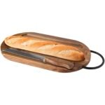 Planche à découper Prestige en acacia avec couteau à pain